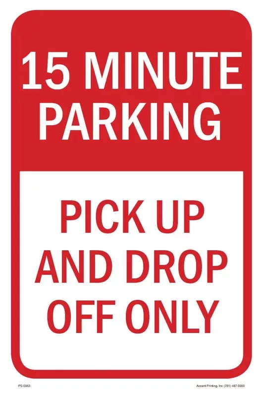 15 Minute Parking | Single-sided Parking Sign | 12″W x 18″H