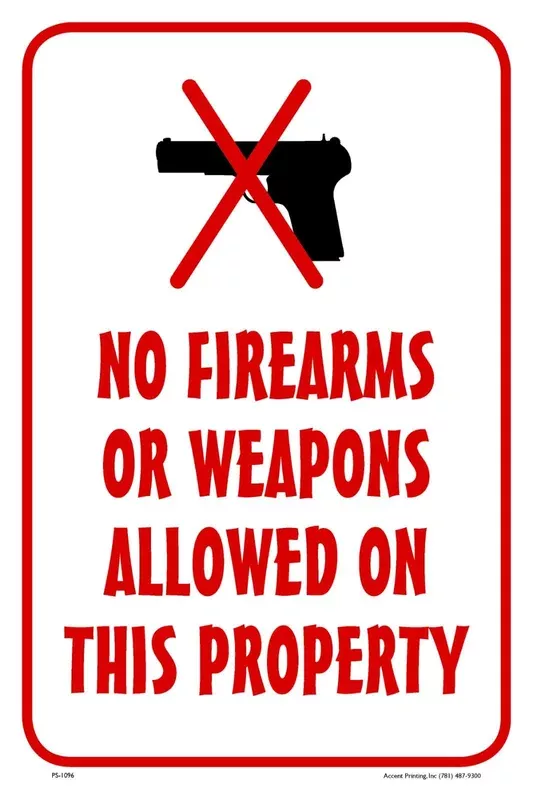 No Firearms Or Weapons Allowed | Single-sided Parking Sign | 12″W x 18″H